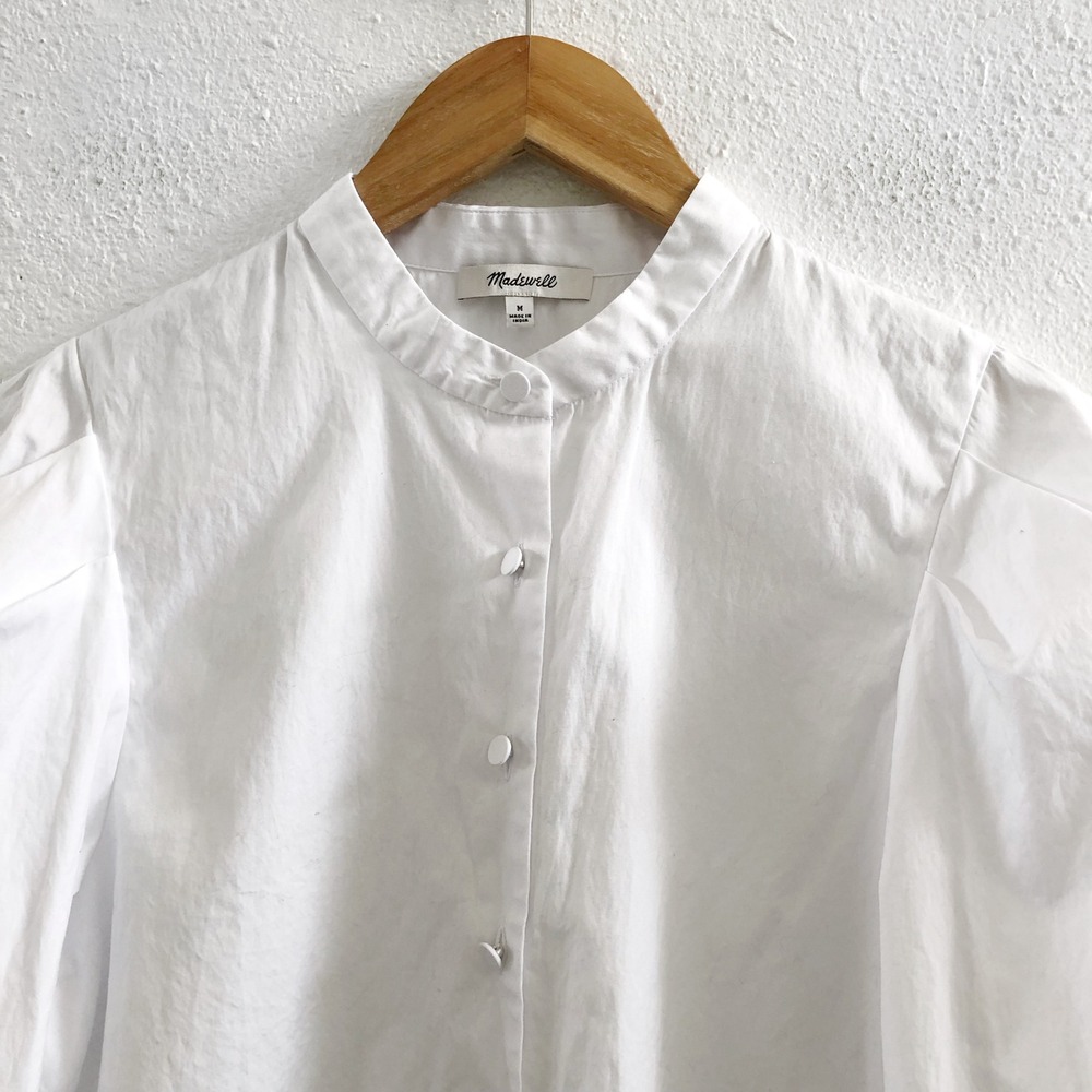 MADEWELL Paulina Cotton Poplin Band Collar Button-Up Shirt Size Medium - Picture 5 of 9
